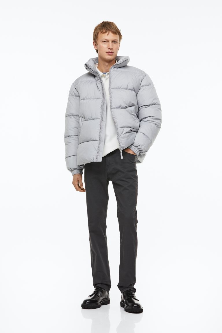 

Брюки Slim Fit из хлопкового твила H&M, темно-серый