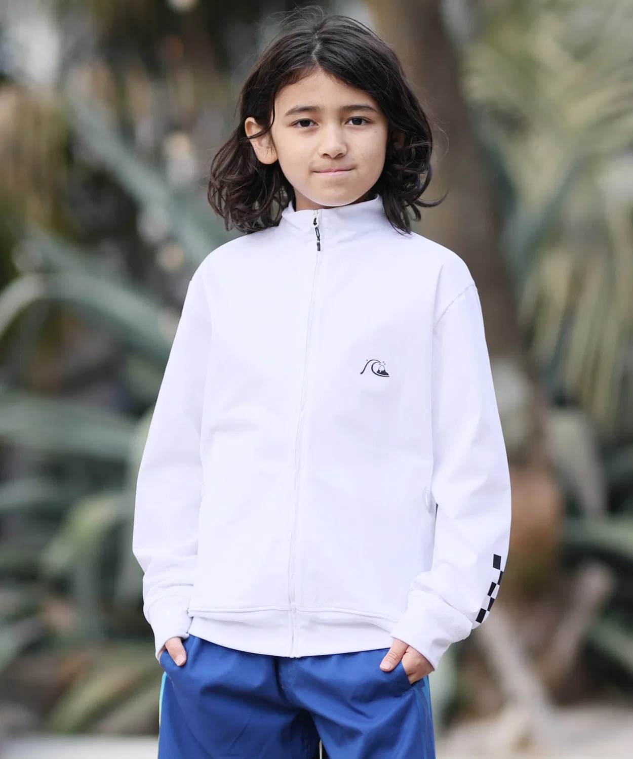 Детский рашгард с длинным рукавомChecker Zip Youth Quiksilver, White