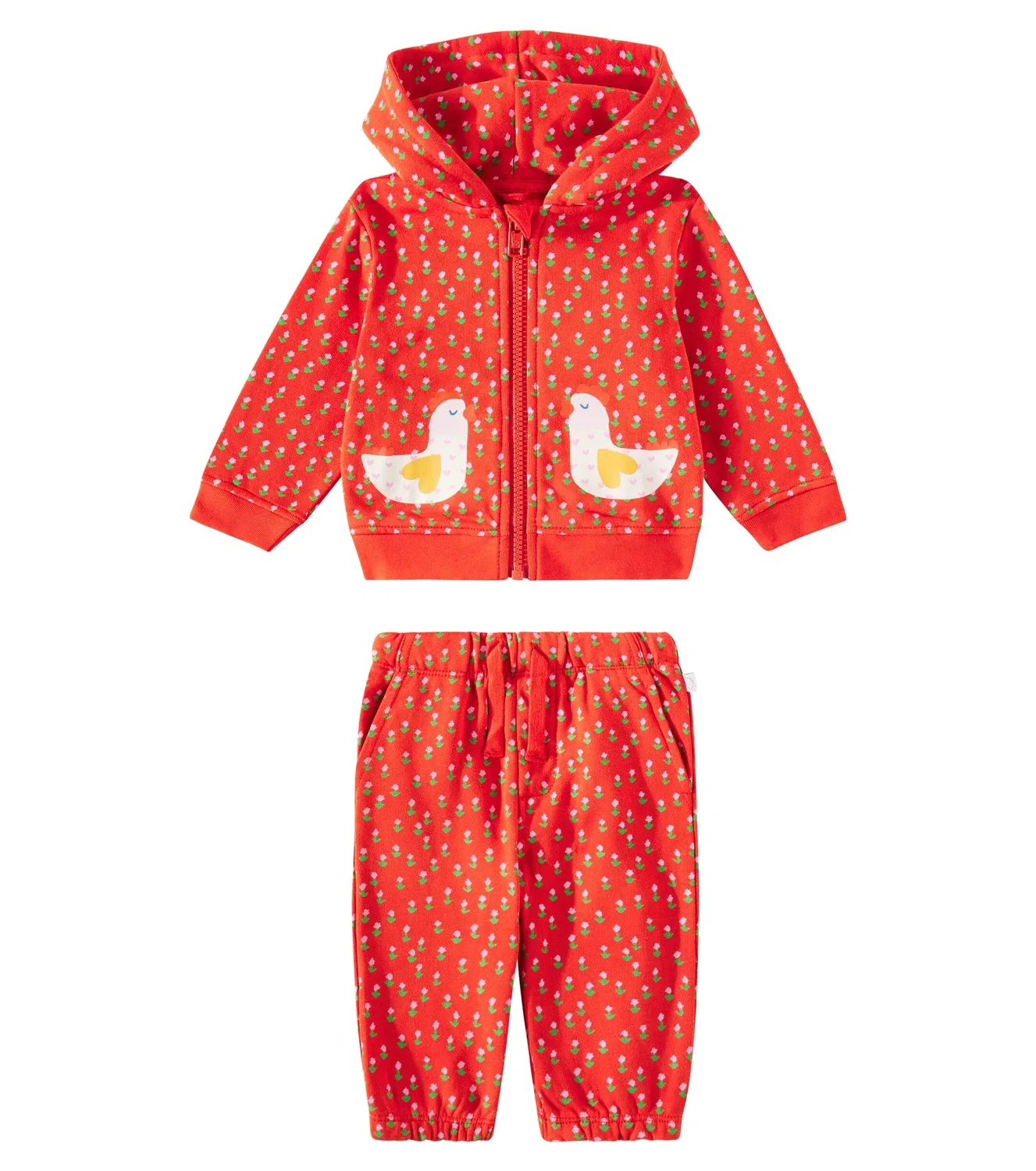Комплект хлопковый с цветочным принтом Stella Mccartney Kids, красный