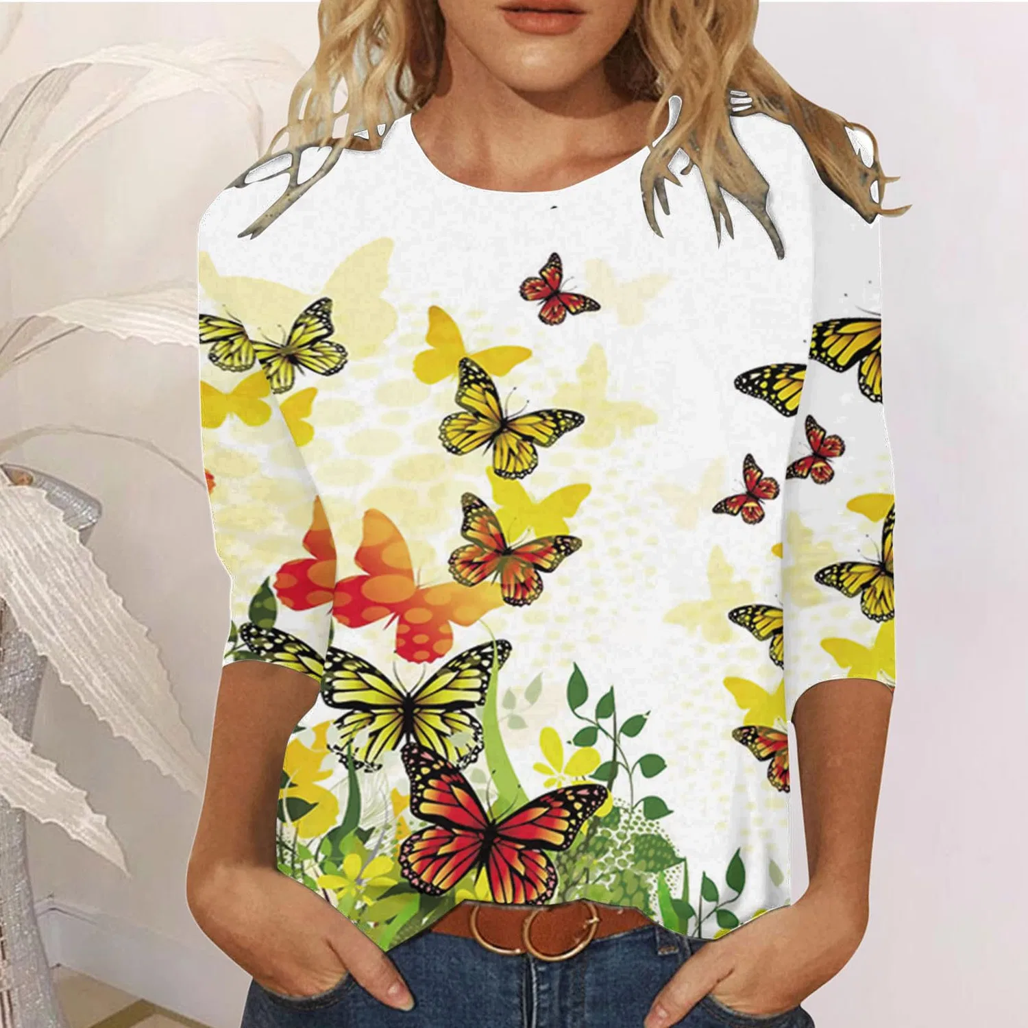 Женская футболка с рукавом 3/4 Night Shirt Half Sleeve, A-green — фото 2
