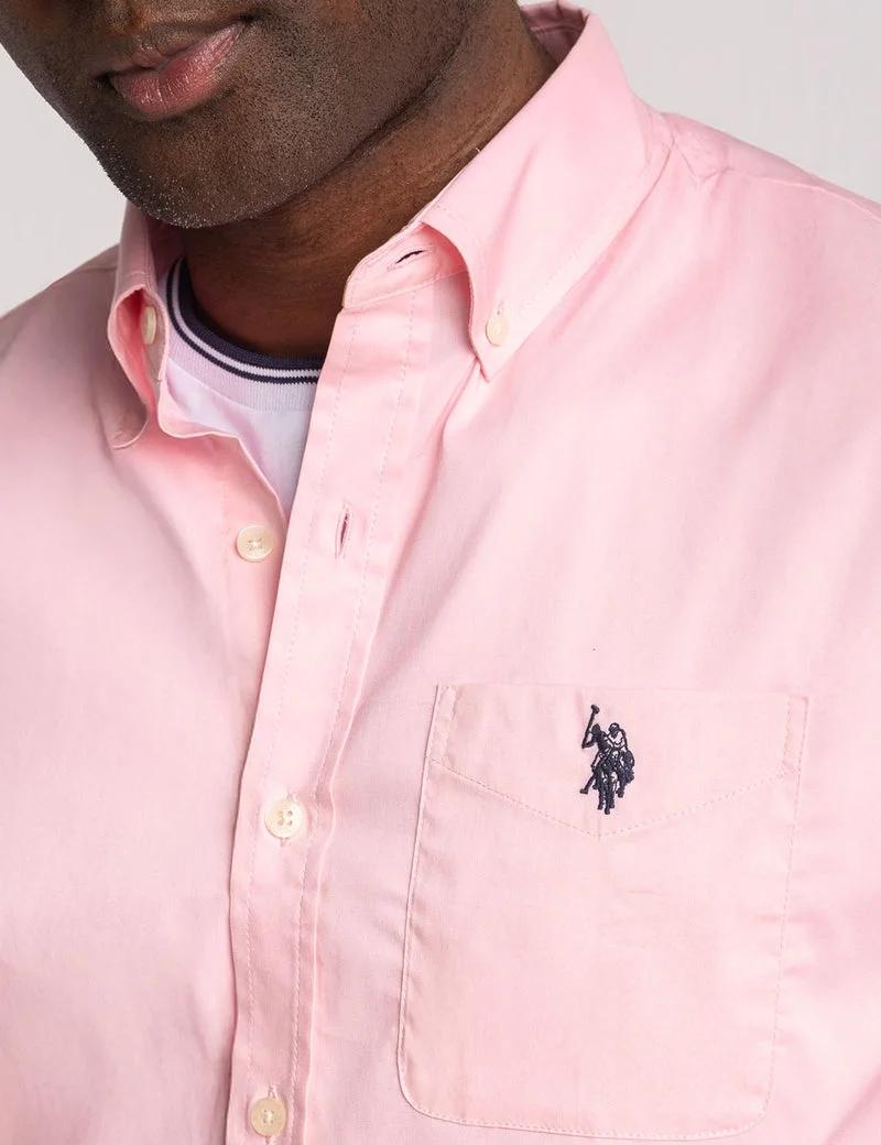 Рубашка U.S. Polo Assn Solid Stretch Poplin Long Sleeve, розовый — фото 4