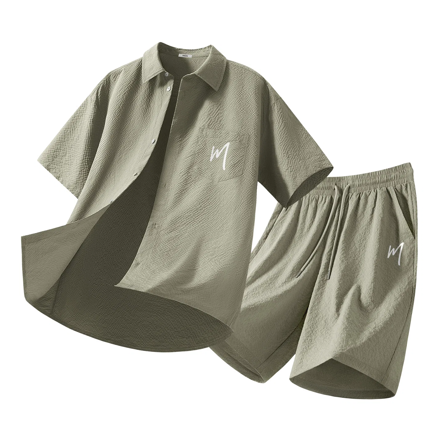Детский комплект спортивной одежды Ma Lifestyle Joyful Chest Logo Ma Lifestyle Delightful MINISO, Mugwort Green