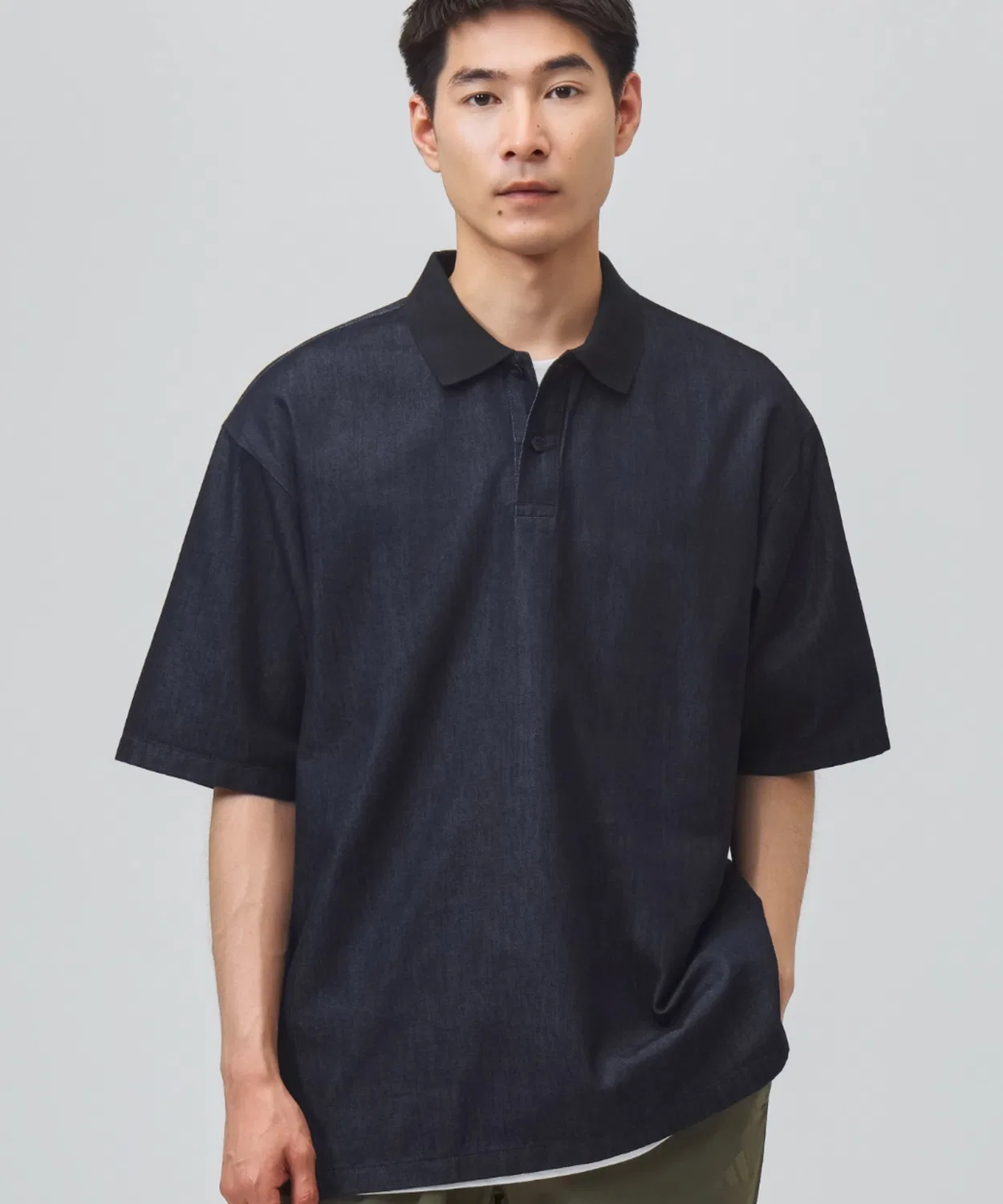 Мужская хлопковая футболка-поло с коротким рукавом Cool Feeling Denim Oversize Fit Adidas, Navy