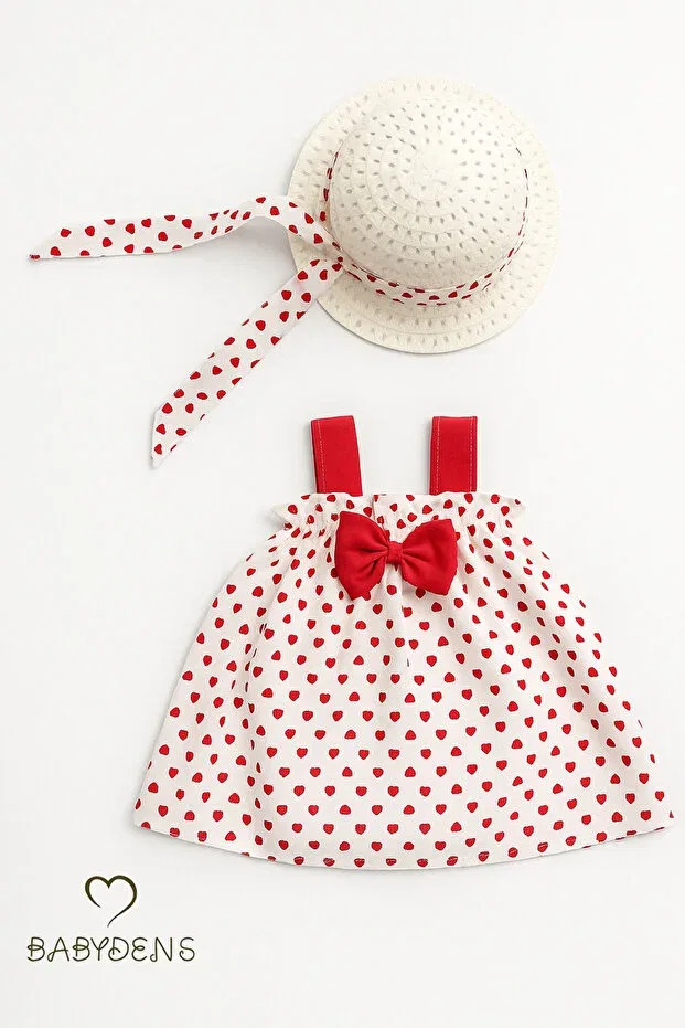 Детский комплект для девочек с принтом Babyden'S, White-Red Heart — фото 4