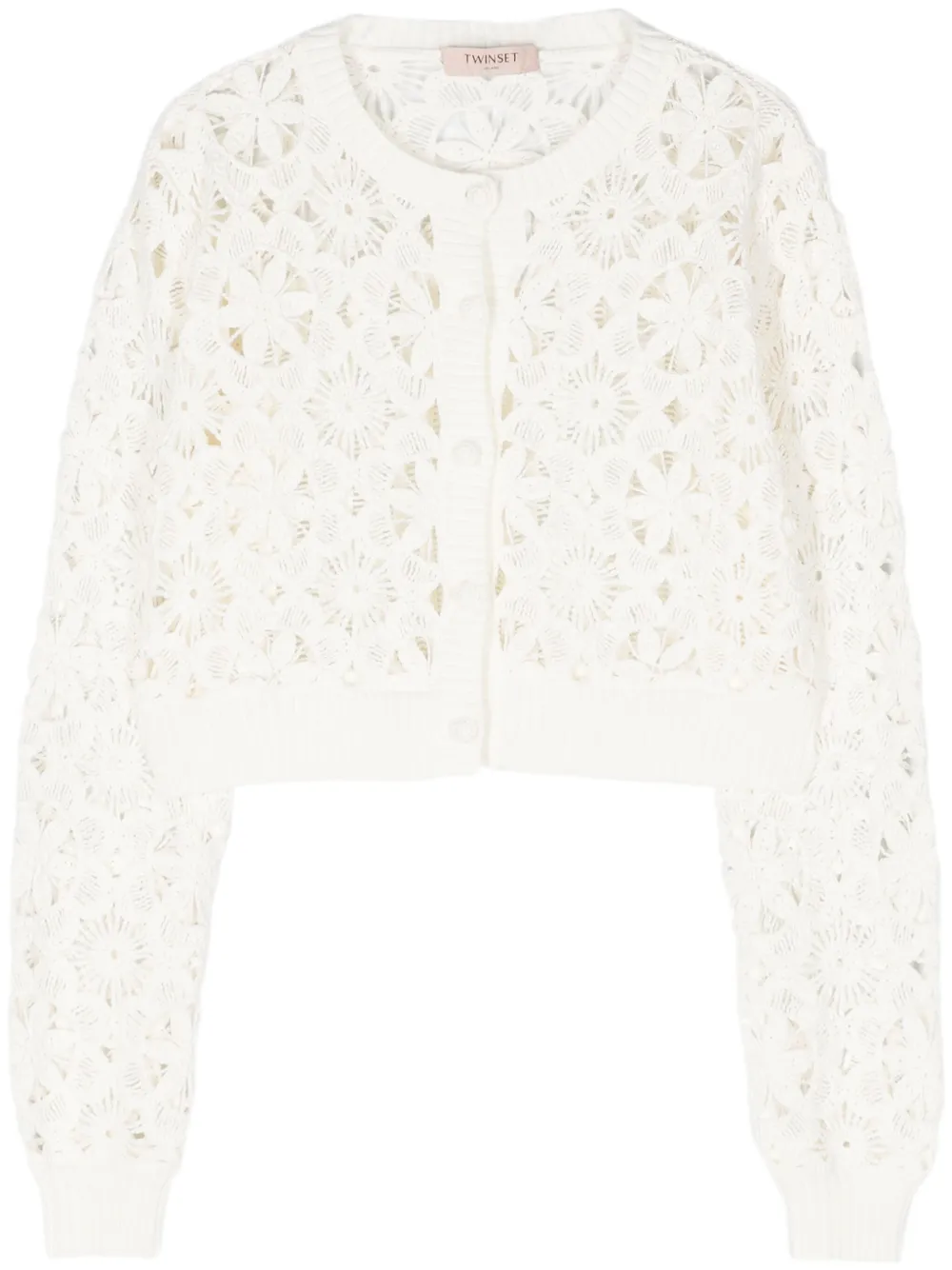 

Укороченный кардиган рыхлой вязки Twinset, белый
