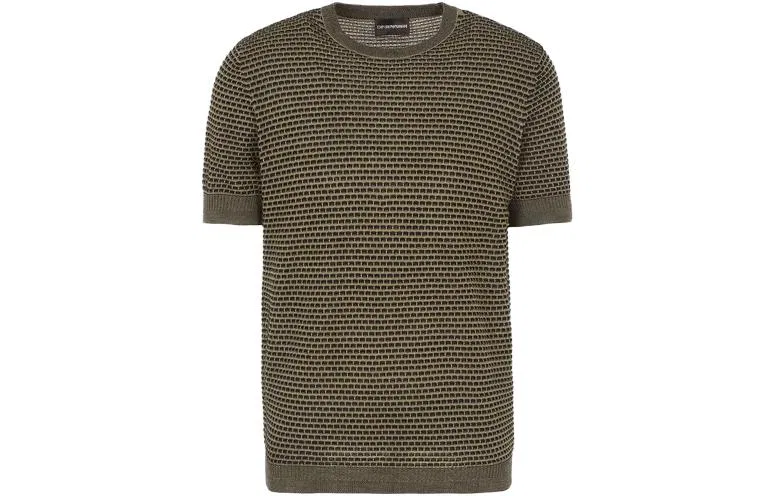 Мужской свитер с вязаным узором EMPORIO ARMANI, Olive