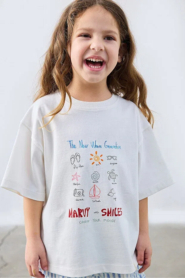 Детская футболка с принтом The New Wave Generation Marvy, Nude Color