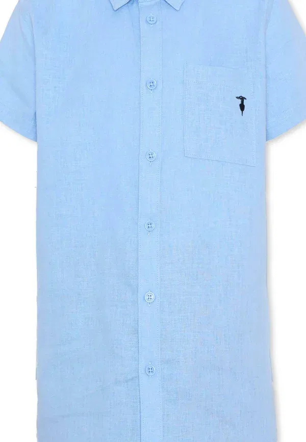Комплект: шорты и рубашка из льна Tru Trussardi Junior, Light Blue, светло-голубой — фото 3