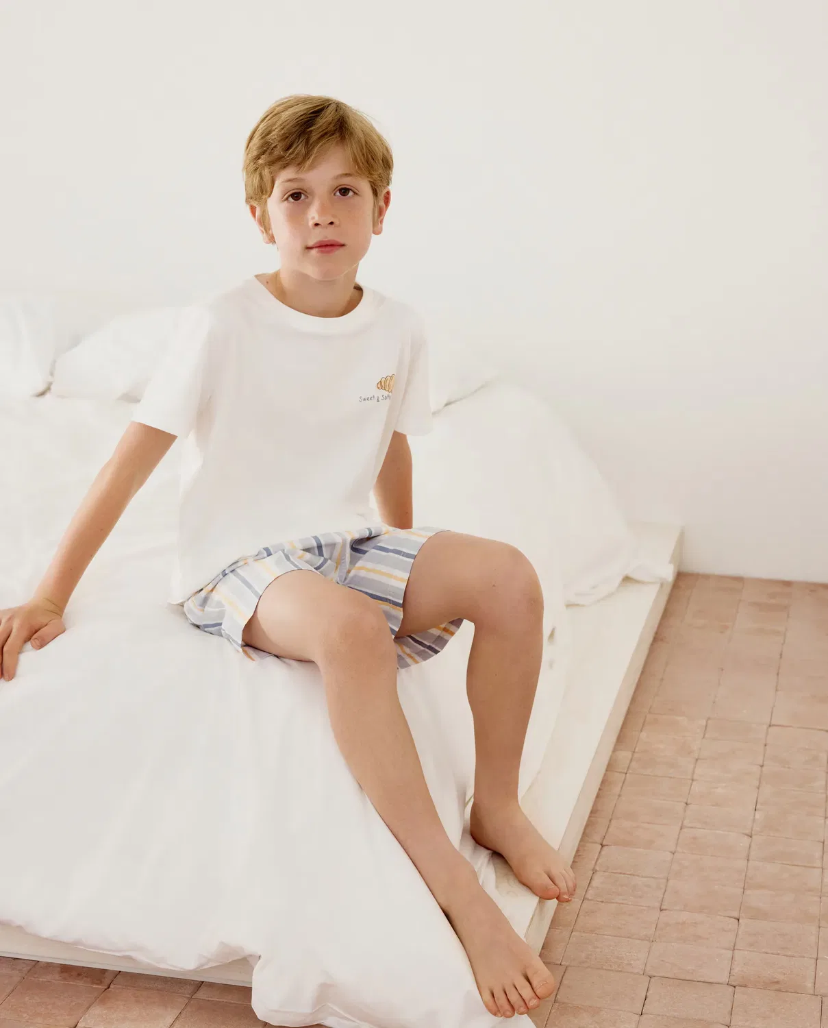 Детский комплект пижам с коротким рукавом и шортами Cotton Juice, Azul