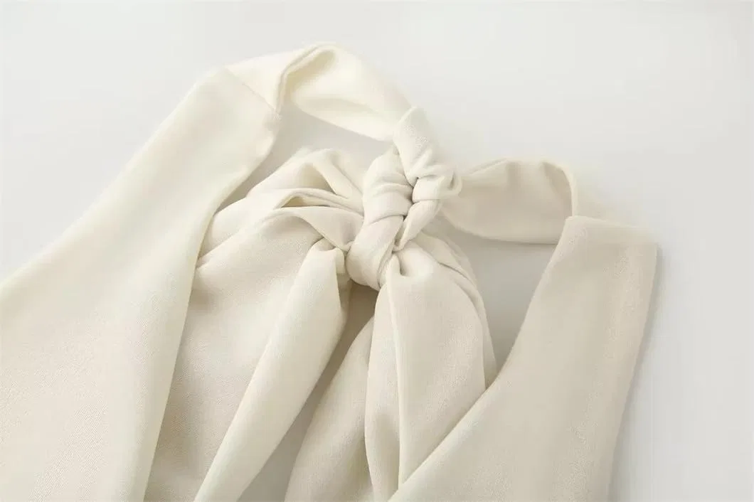 Женское макси-платье с запахом на шее V-образным вырезом, White — фото 3