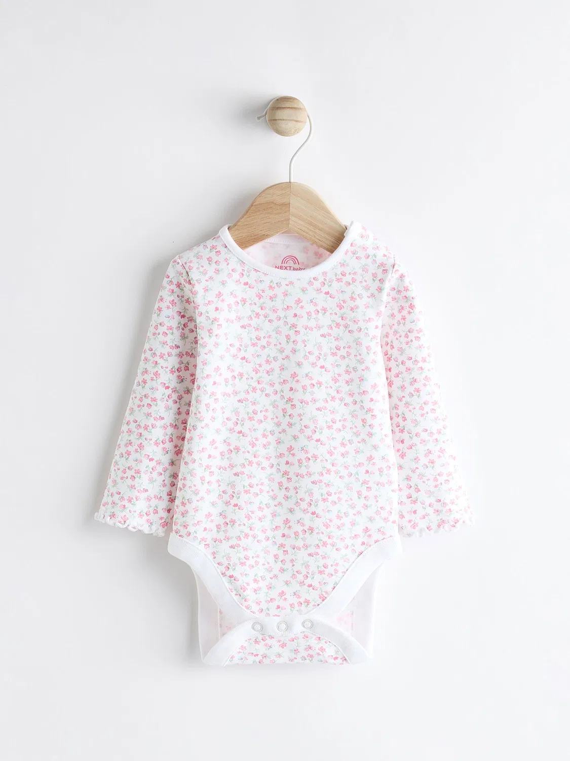 Комплект из вельветовых ползунков и боди, модель Pink Baby Dungarees and Longsleeve Bodysuit Set Next, розовый — фото 3