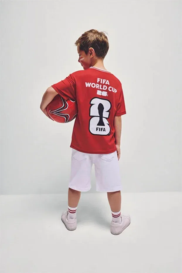 Детская футболка с коротким рукавом с принтом World Cup Turkey Printed Defacto, Red-Rd62 — фото 2