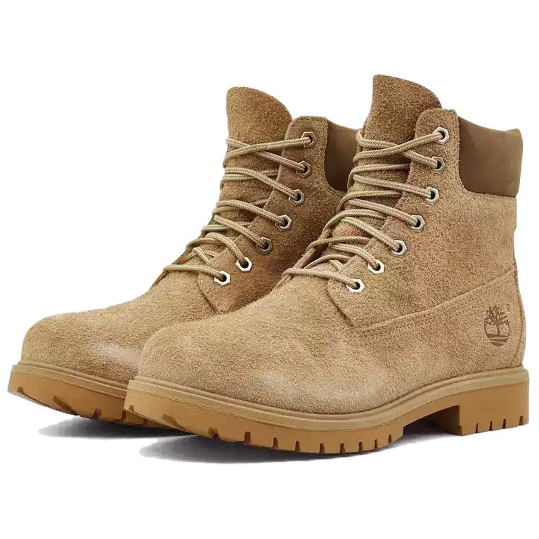 Timberland Короткие зимние ботинки для улицы мужские из спилка коричневые — фото 4