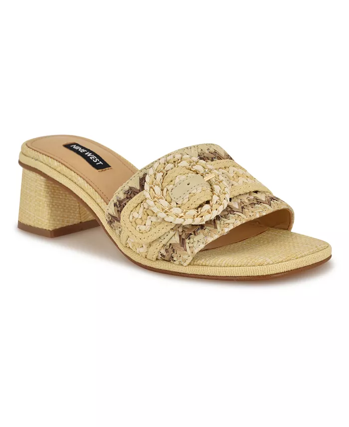 Женские сандалии Ending Woven на блочном каблуке Nine West, коричневый/бежевый