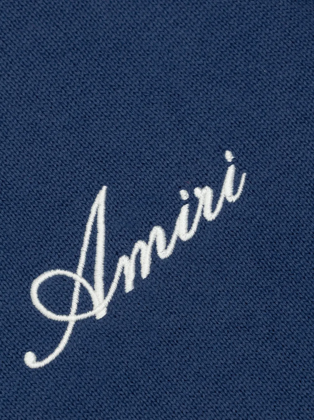 Вязаный свитер с V-образным вырезом и вышивкой Amiri Kids, синий — фото 4
