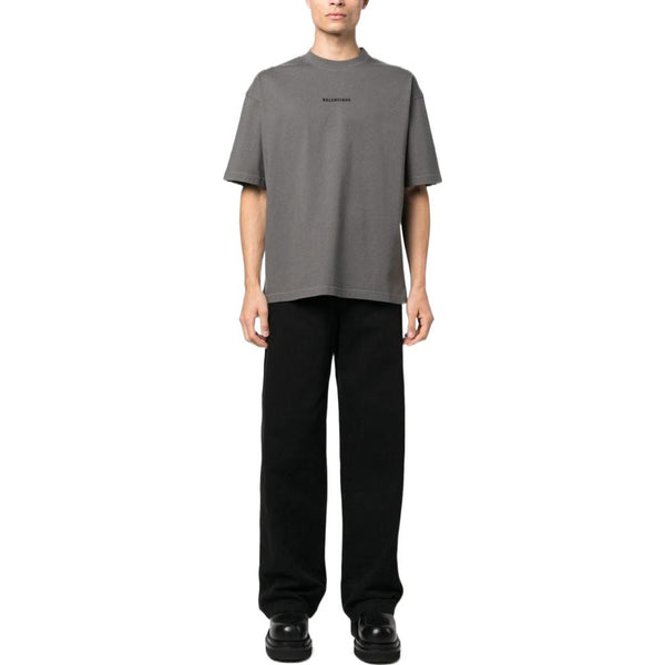 Футболка embroidered-logo cotton t-shirt 'grey' Balenciaga, серый — фото 2