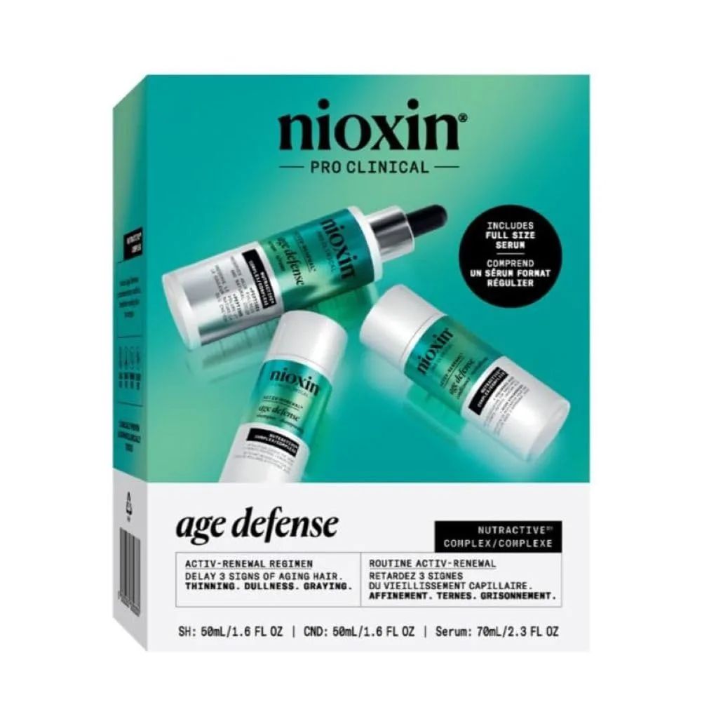Набор для омоложения кожи головы Nioxin Age Defense | Activ-Renewal Regimen: очищающее средство для кожи головы, укрепляющий кондиционер, несмываемый уход за кожей головы | 150 мл