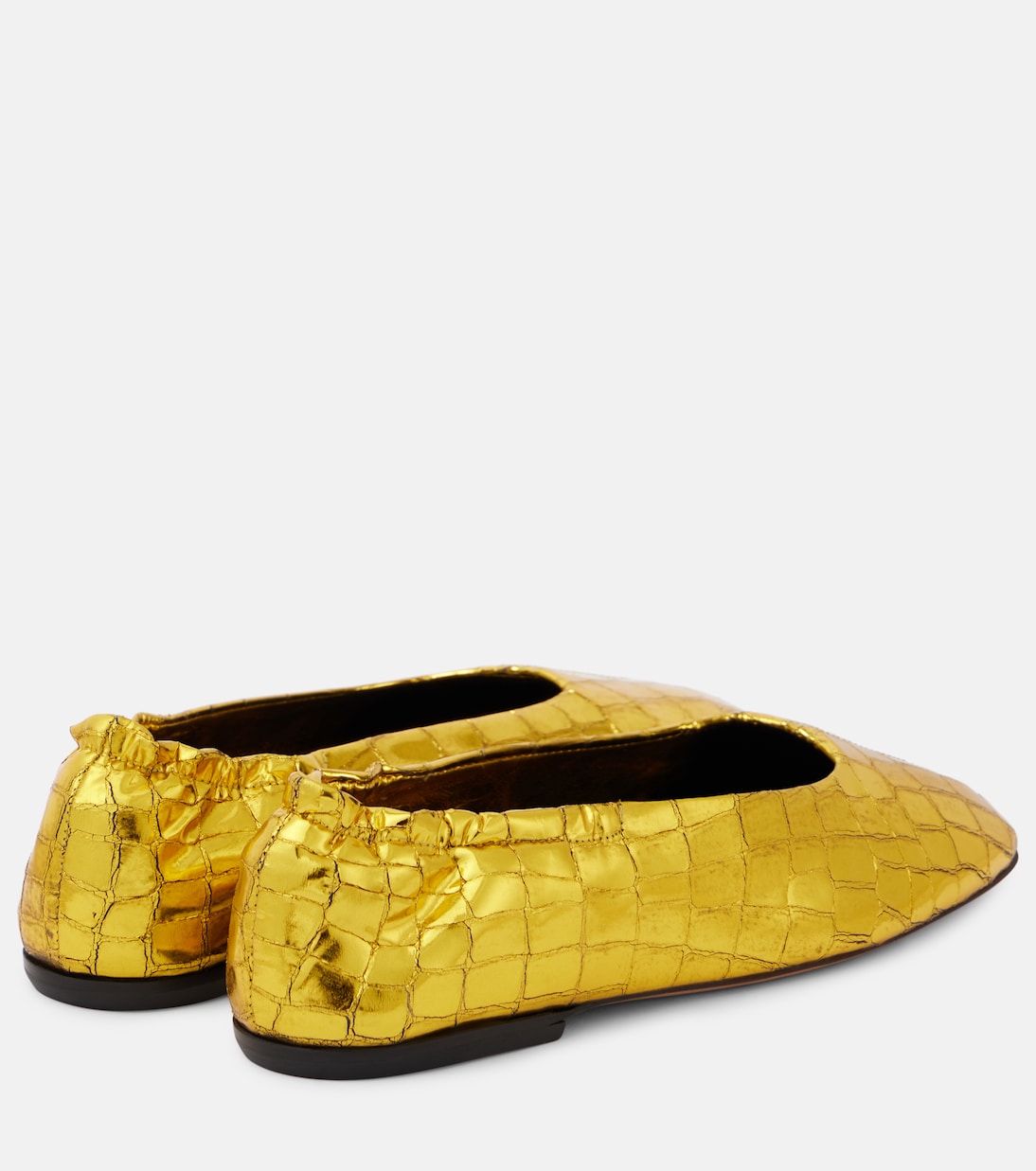 Балетки из металлизированной кожи с эффектом крокодила Dries Van Noten, золотой — фото 2