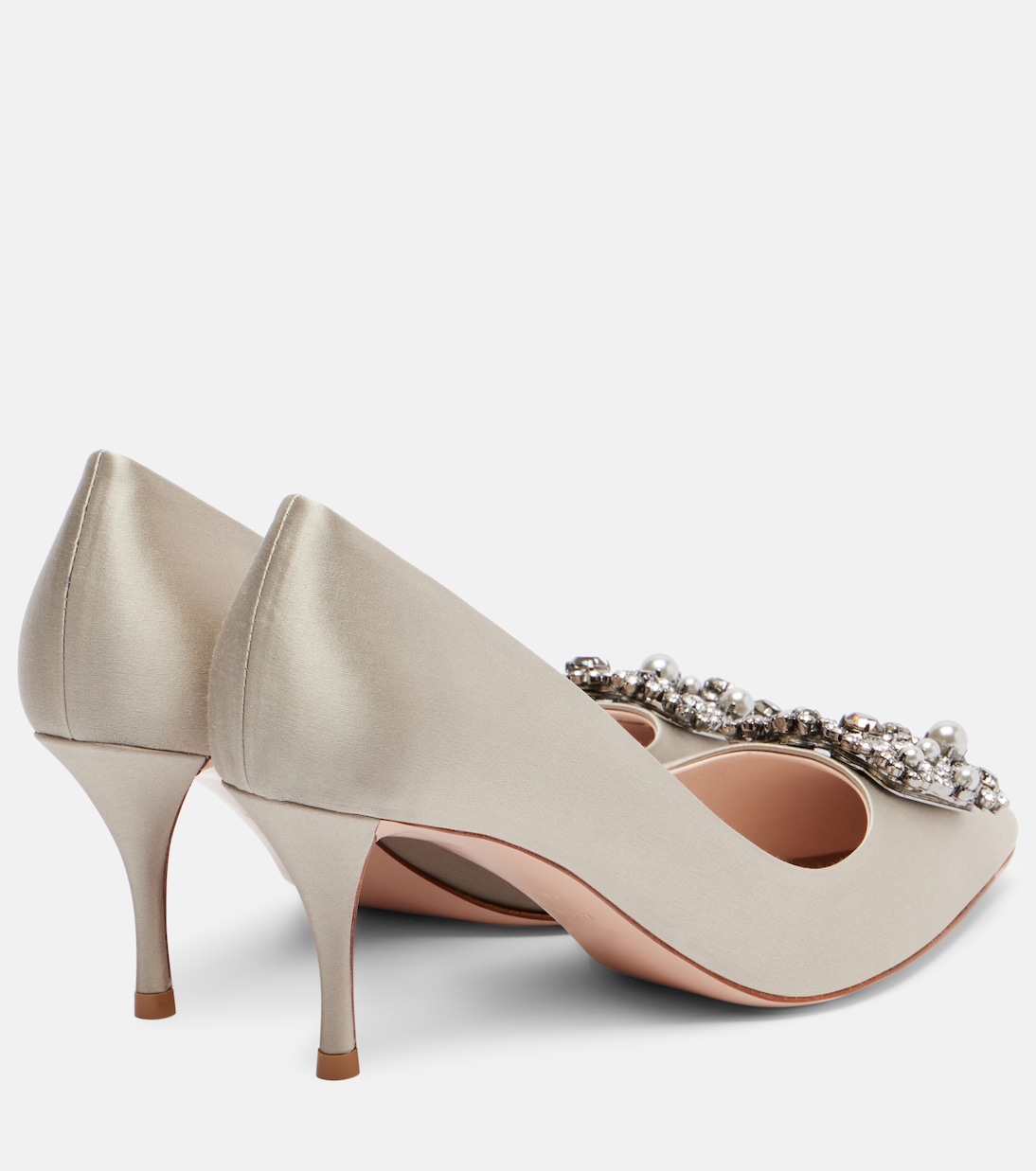 Туфли-лодочки из атласа с декором Efflorescence 65 Roger Vivier, Grigio Perla — фото 2