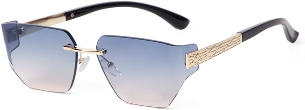 

Солнцезащитные очки с защитой UV400 | Без оправы, градиентные синие линзы, заклепки | Для женщин и мужчин, для занятий спортом на открытом воздухе и вождения DSVIGF, 08