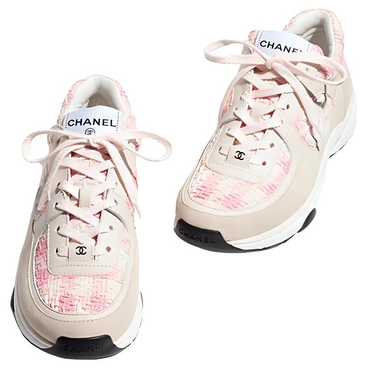 Кроссовки Chanel Casual с логотипом, бежевый / розовый — фото 4