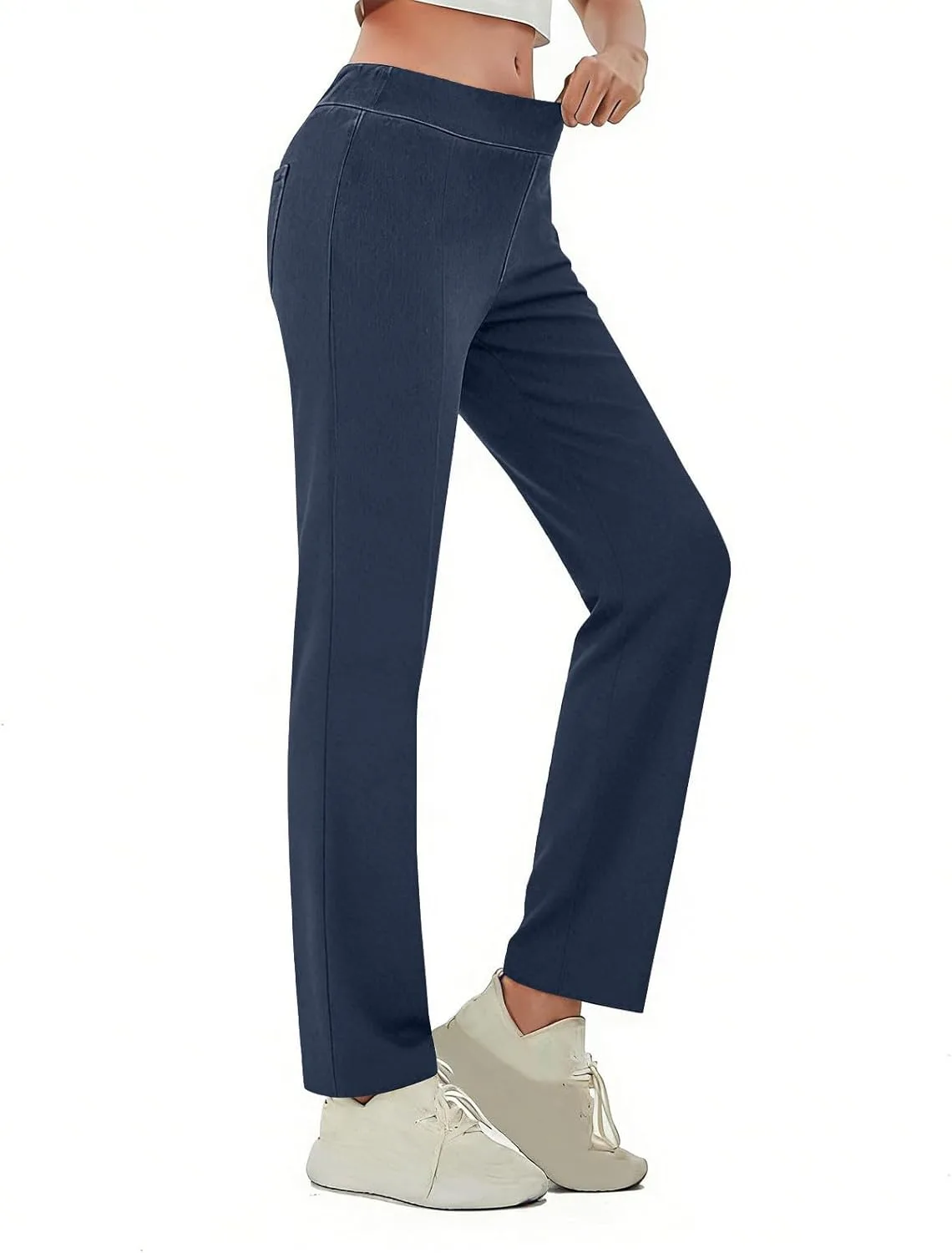 

Джинсы для женщин High Waist Stretch Casual Work Slim Fit, легкие, прямые Lmdudan