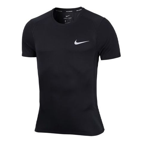 

Футболка miler running tops quick dry short sleeve black Nike, черный