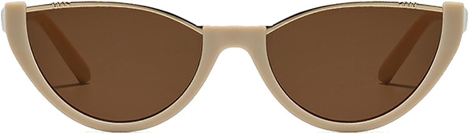 

Женские солнцезащитные очки Bullabulling овальной формы «кошачий глаз», ретро-стиль, модные узкие солнцезащитные очки в стиле 90-х, дизайнерские солнцезащитные очки, Beige