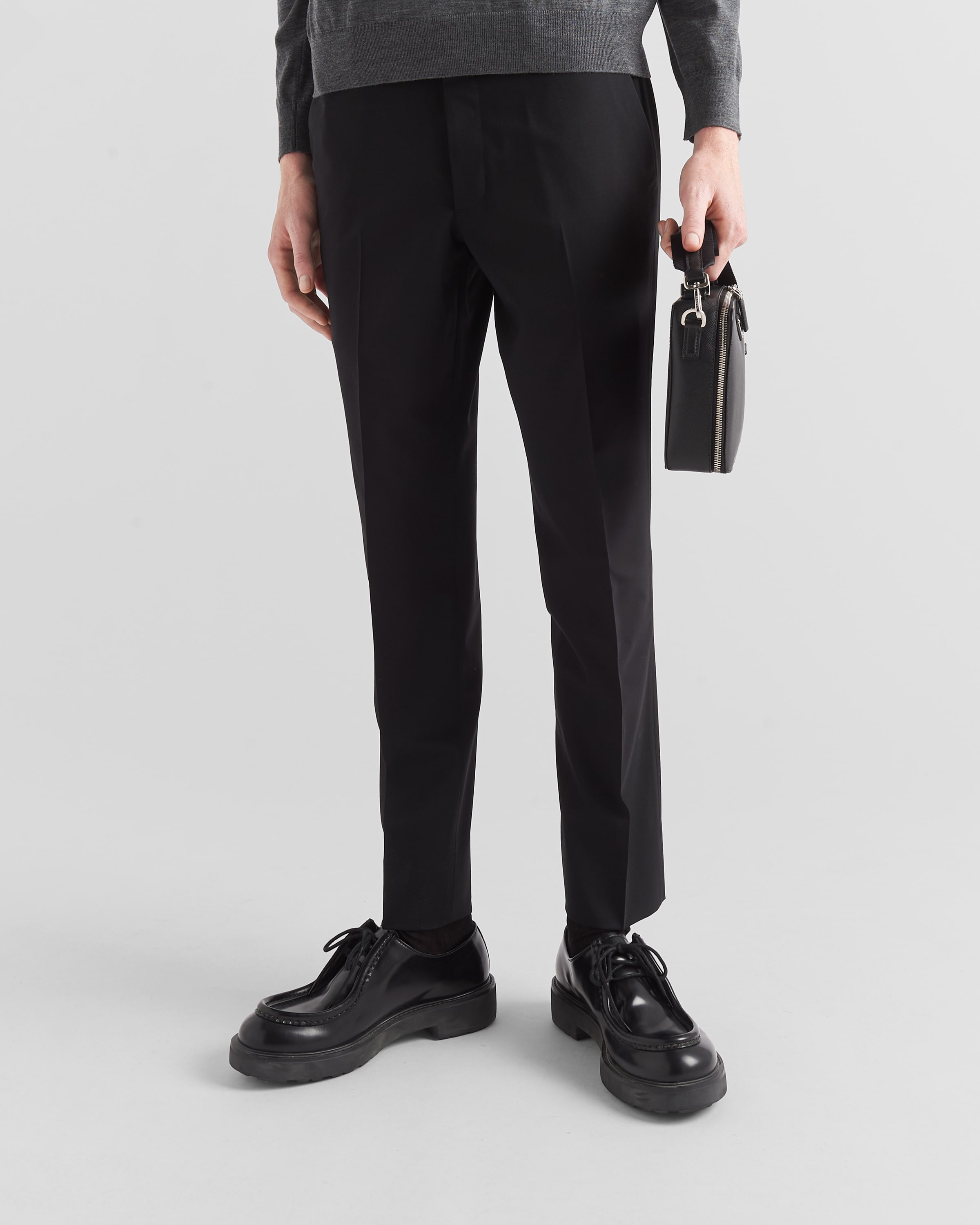 Брюки из легкой тянущейся шерсти Prada, черный — фото 3