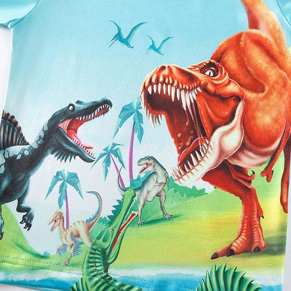 Пижамный комплект Dino world для детей с длинным рукавом и штанами, веселый принт с динозаврами Mykids-Usa — фото 3