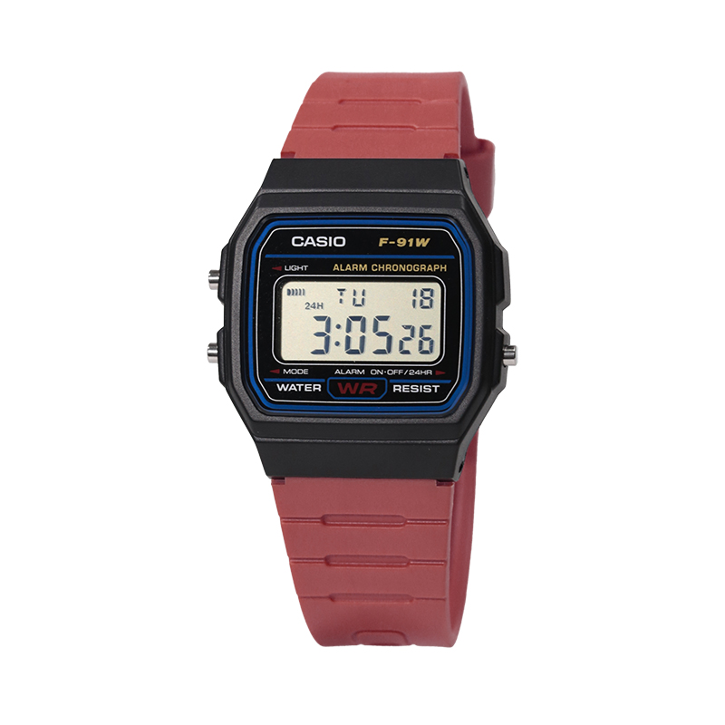 

CASIO Серия Retrofit F 91W 1 улучшенный многоцветный кварцевый механизм ремешок из смолы часы унисекс черный циферблат
