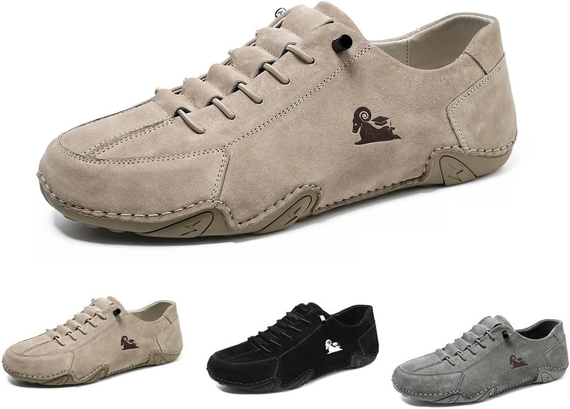 

Мужские вручную сделанные замшевые туфли, мягкие кожаные слипоны Beck, удобные водонепроницаемые повседневные кроссовки, нескользящие дышащие чукка Neuugo, хаки