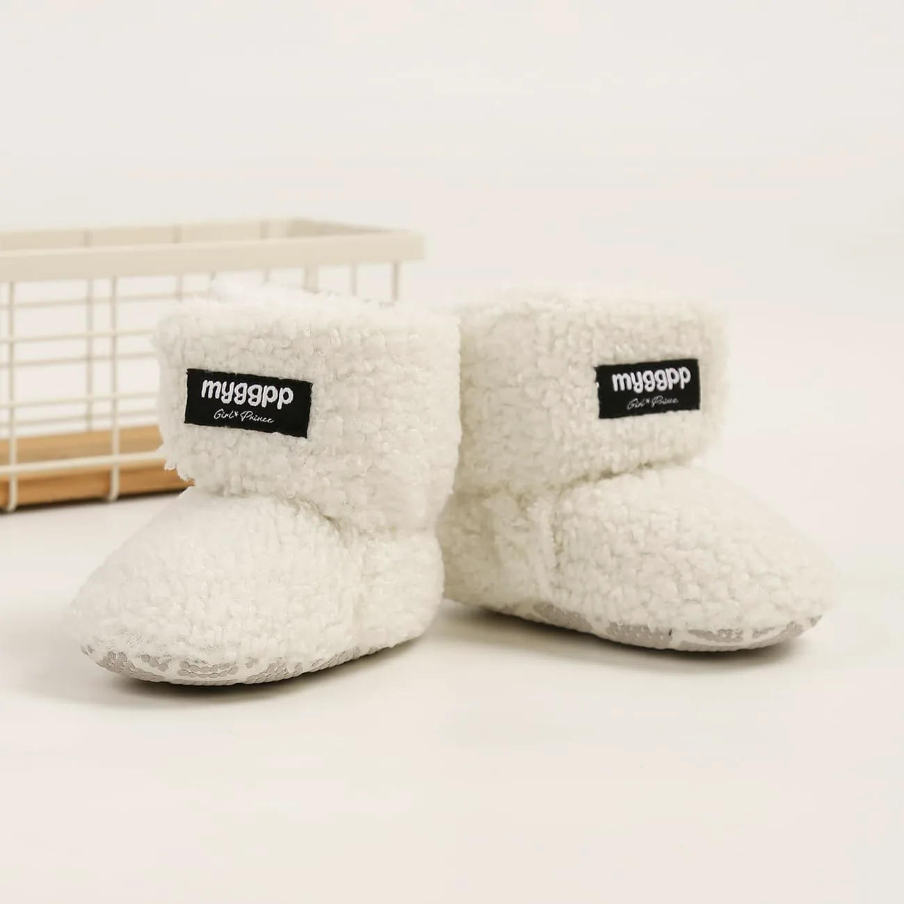 COSANKIM Ботинки Мягкая Нескользящая Подошва Теплые Зимние Снежные Ботиночки Малыш Детская Обувь для Первых Шагов, белый — фото 3