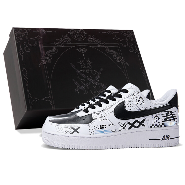 

Кроссовки Nike Air Force 1 Skateboard Shoes Unisex Low-Top Black White, Черный, Кроссовки Nike Air Force 1 Skateboard Shoes Unisex Low-Top Black White