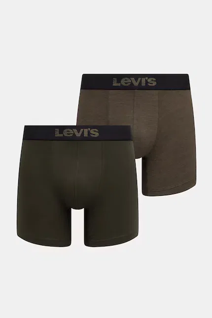 Боксеры из мягкого хлопка с эластаном 2 шт Levi's, зеленый