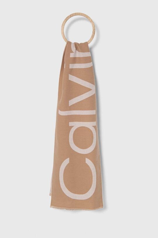 

Шарф из смесовой шерсти Calvin Klein, бежевый