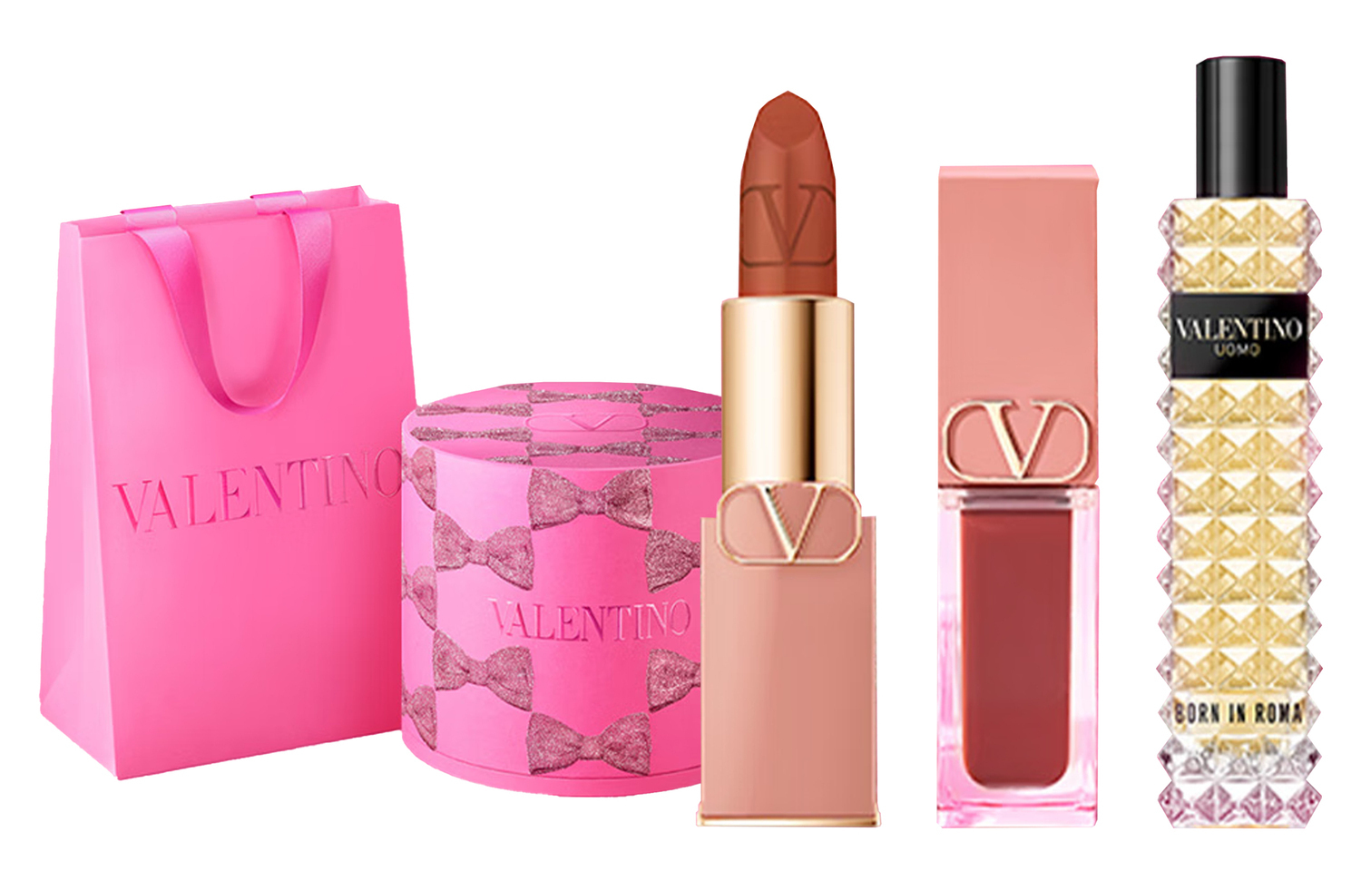 Набор макияжа Nude Tube Two Tone увлажняет и питает Valentino, Lipstick #113R 3.4g+Liquid Lipstick #151R 6.5ml+темно-Night Mr. Perfume Q Fragrance 15ml — фото 2