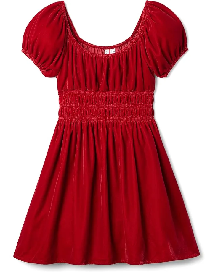 Платье Janie and Jack Velvet Puff Sleeve Dress (Big Kids), Red