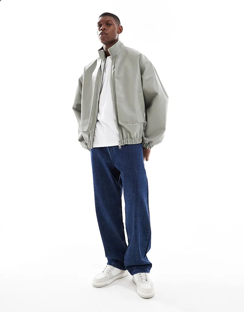 

Спортивная куртка из искусственной кожи ASOS DESIGN серого цвета, Серый, Спортивная куртка из искусственной кожи ASOS DESIGN серого цвета