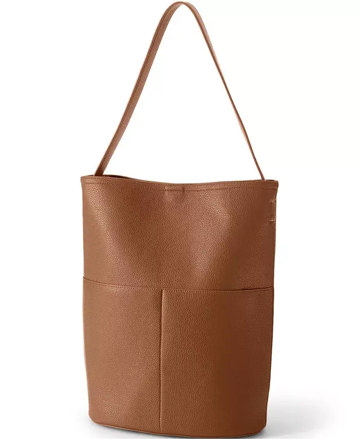 

Женская сумка-ведро из искусственной кожи Lands' End, коричневый