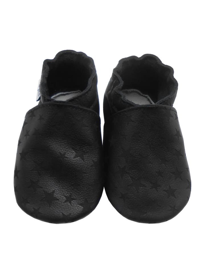 

Mejale Черные кожаные детские прогулочные туфли, удобные, с нескользящей подошвой и узором в виде звезд