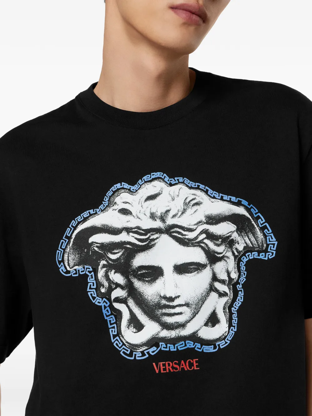Футболка с принтом Медузы Versace, черный — фото 4