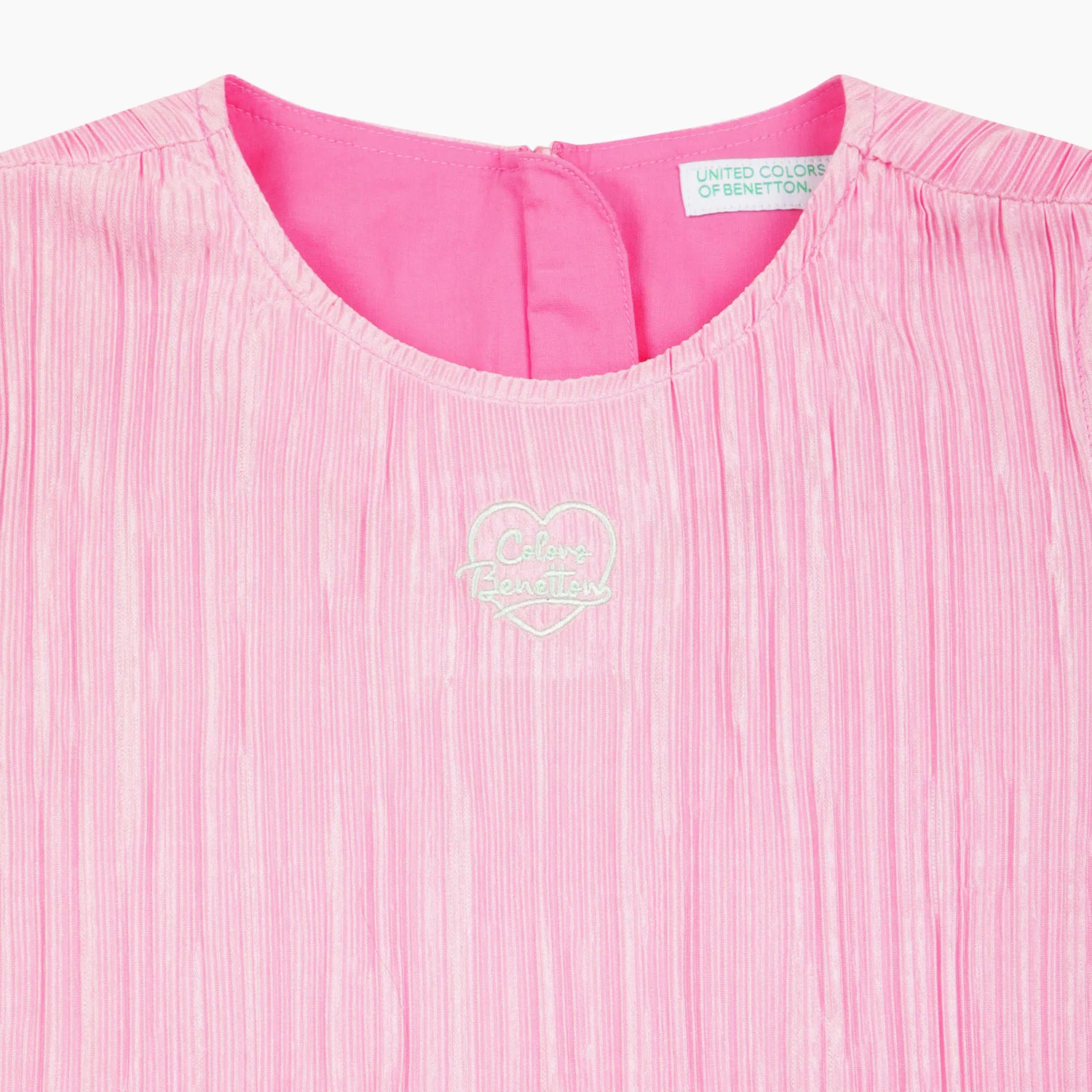 Детская розовая блузка с расклешёнными рукавами от Benetton Kids — фото 3