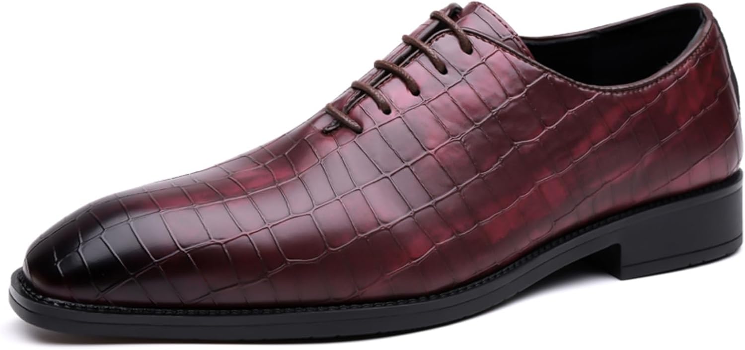 

Мужские лоферы LSHWCIFT без шнурков, Деловая и повседневная обувь из тисненой кожи под крокодила для работы, официальных и полуофициальных мероприятий, красный