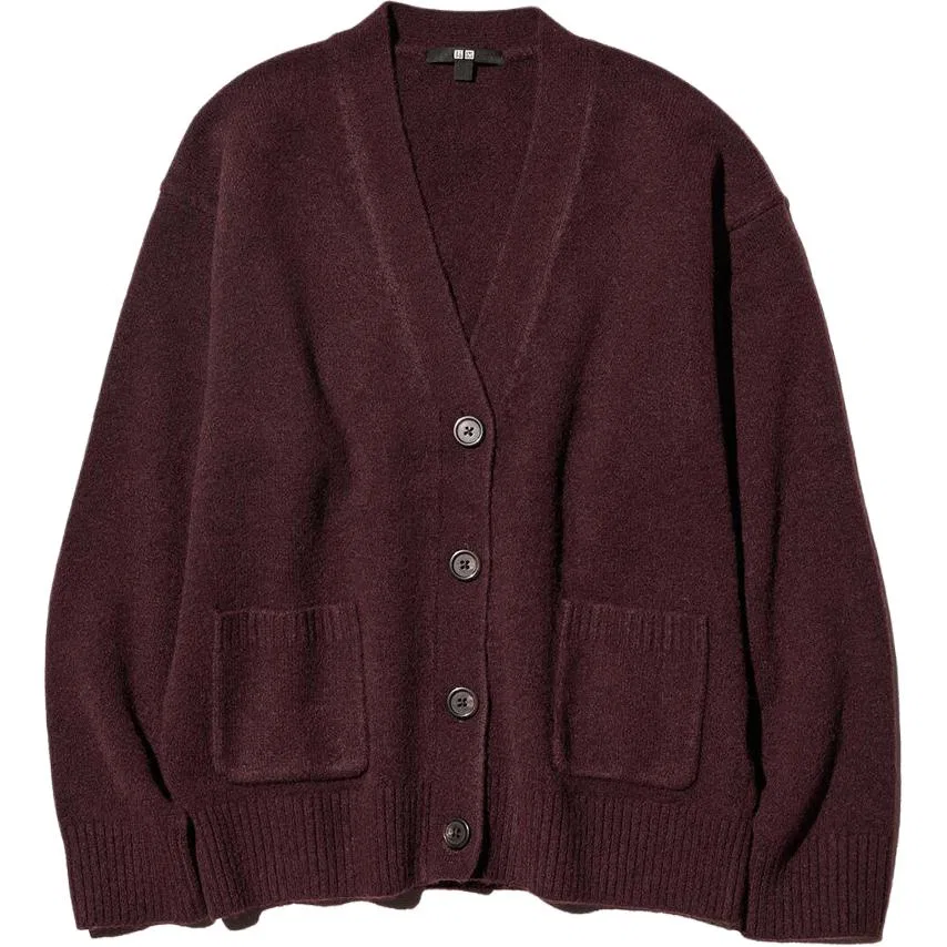 Женский свитер с V-образным вырезом Burgundy UNIQLO, Burgundy