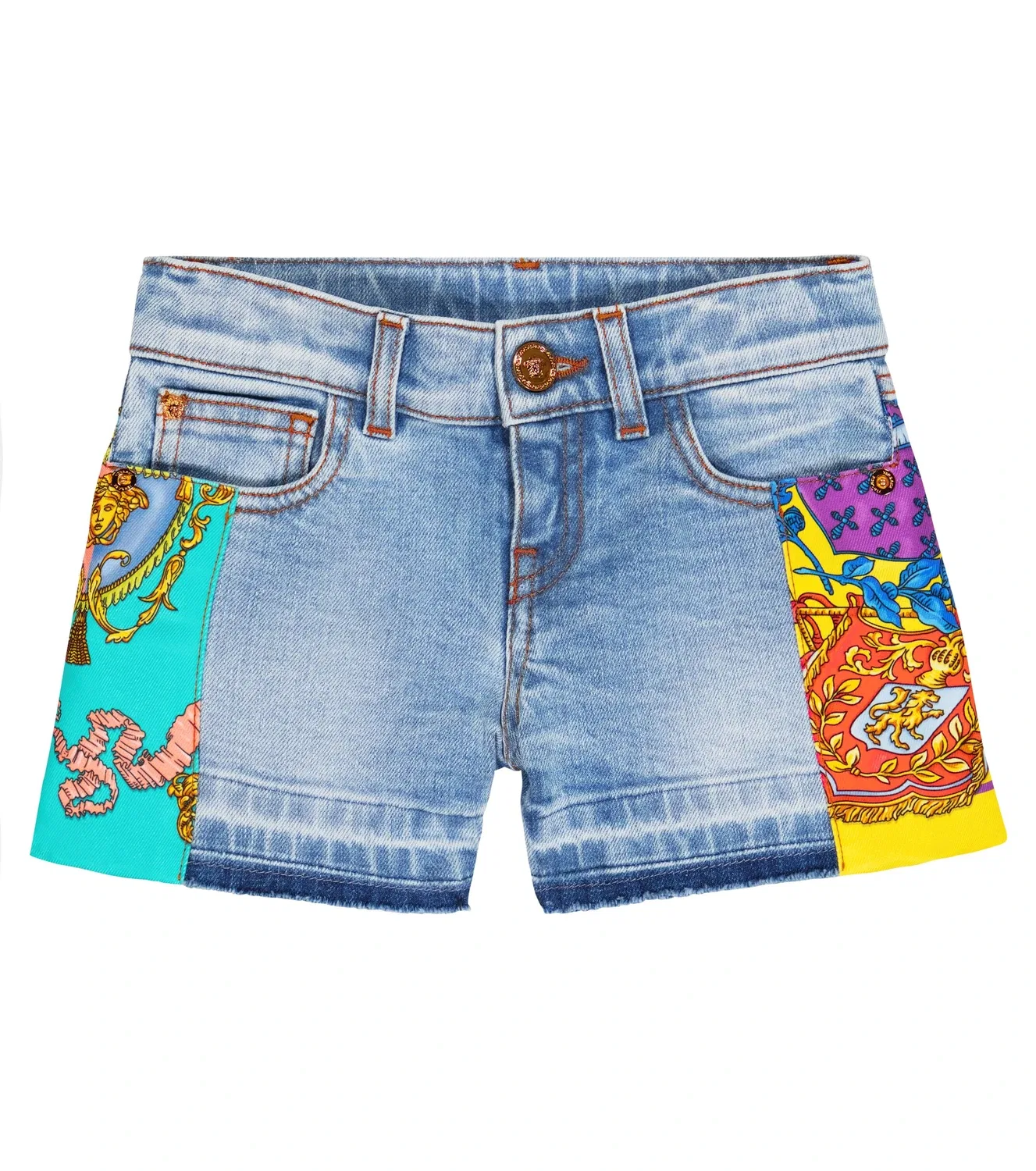 Шорты джинсовые с принтом Royal Rebellion Versace Kids, синий