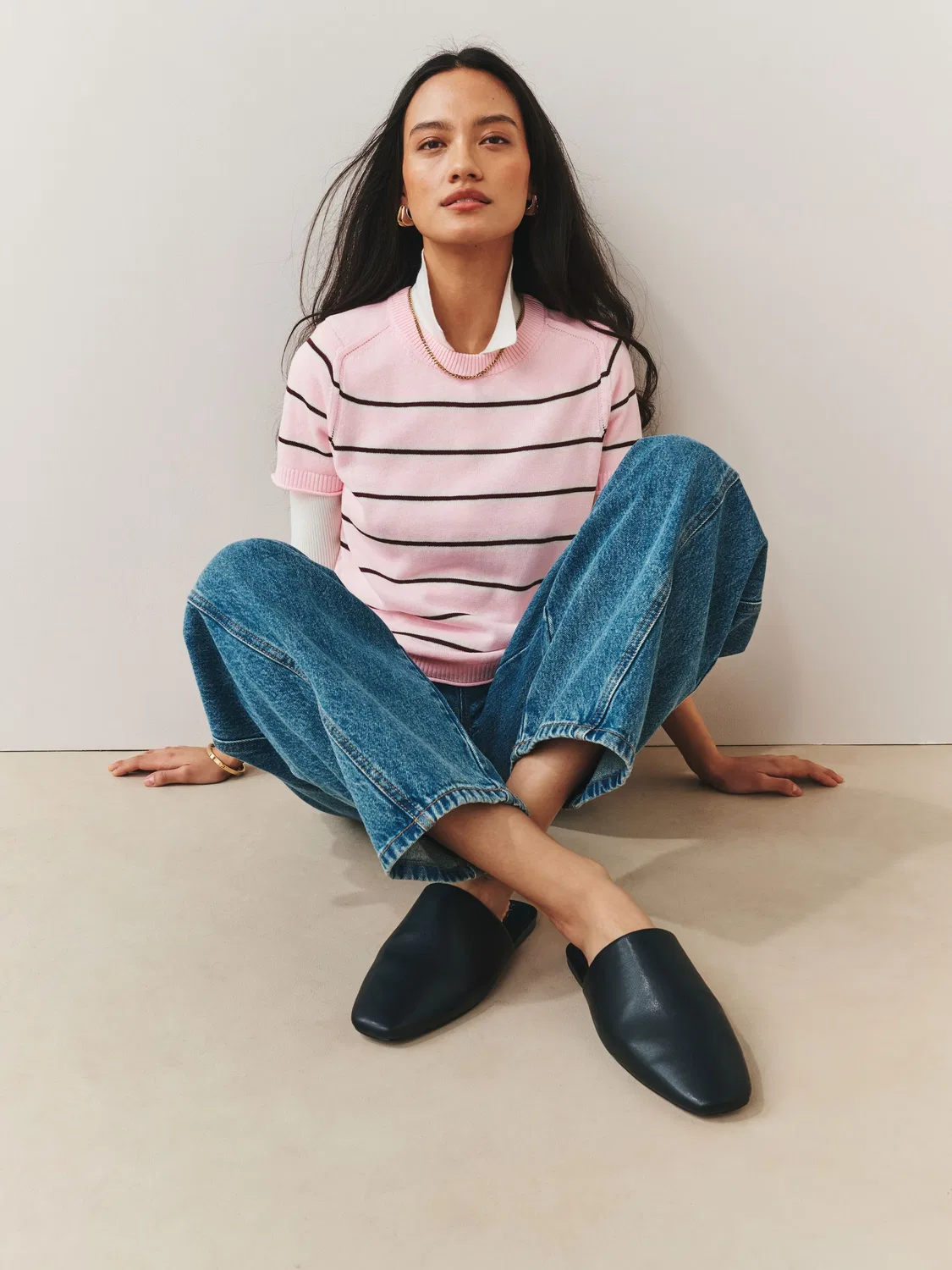Футболка с круглым вырезом из льняной смеси, Light Pink Stripe Next — фото 2