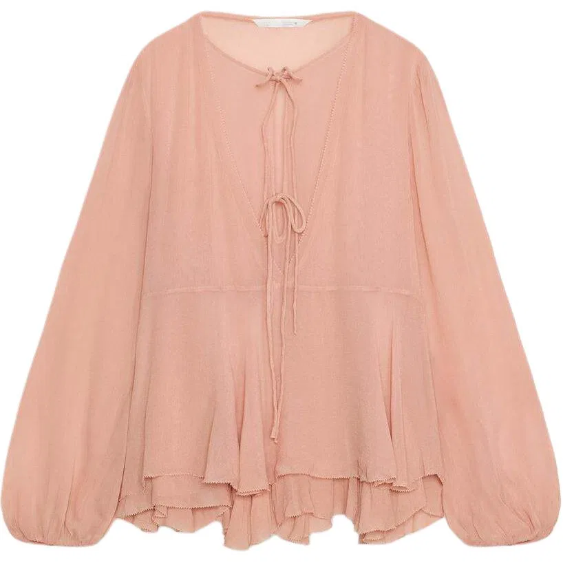 Женская рубашка с круглым вырезом Pink ZARA, Pink