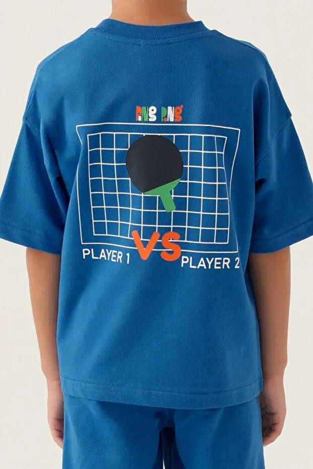 Детские шорты для мальчиков с принтом Tennis Rolypoly, Cobalt — фото 4