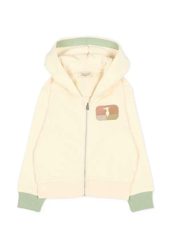Худи на молнии с принтом Zip-up sweatshirt Tru Trussardi Junior, бежевый